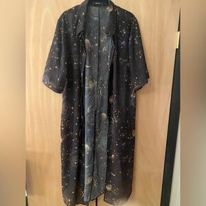 Sheer Black Starry Long Duster